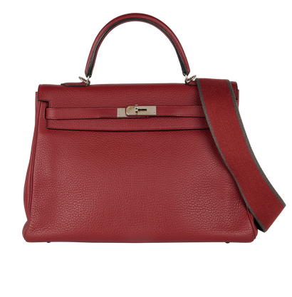 Kelly 35 In Clemence Rouge H, front view